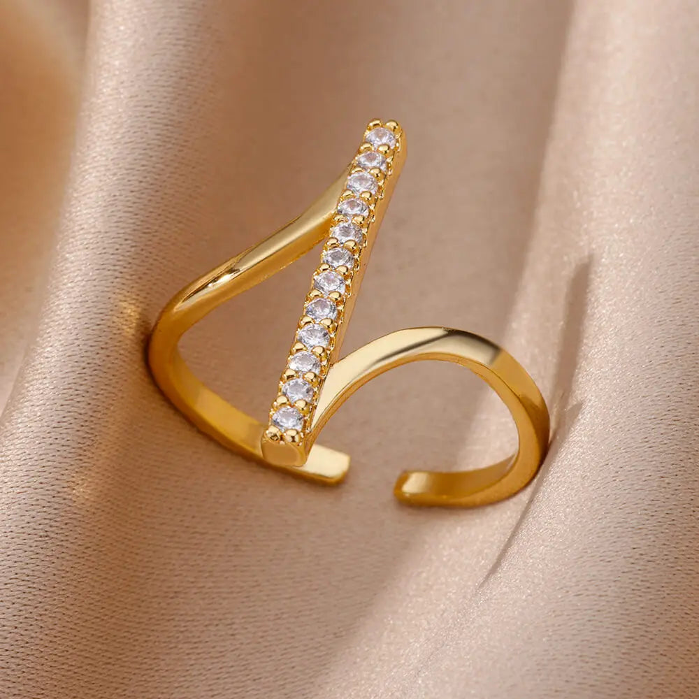 Anello Onda a V oro