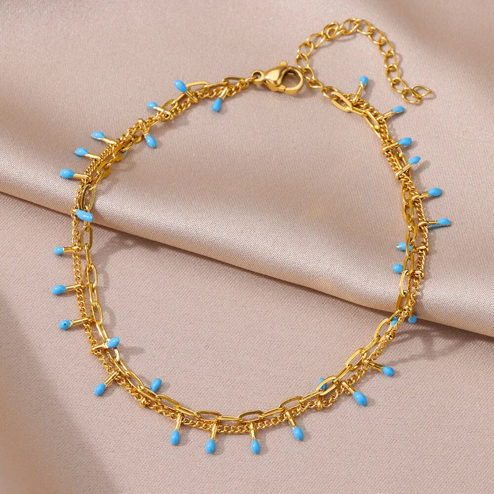 Cavigliera modello Perline Azzurre