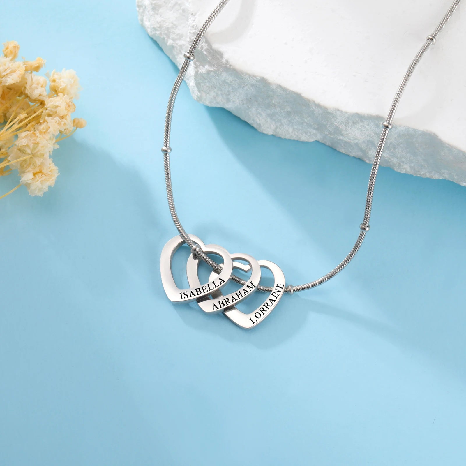 Collana cuori acciaio