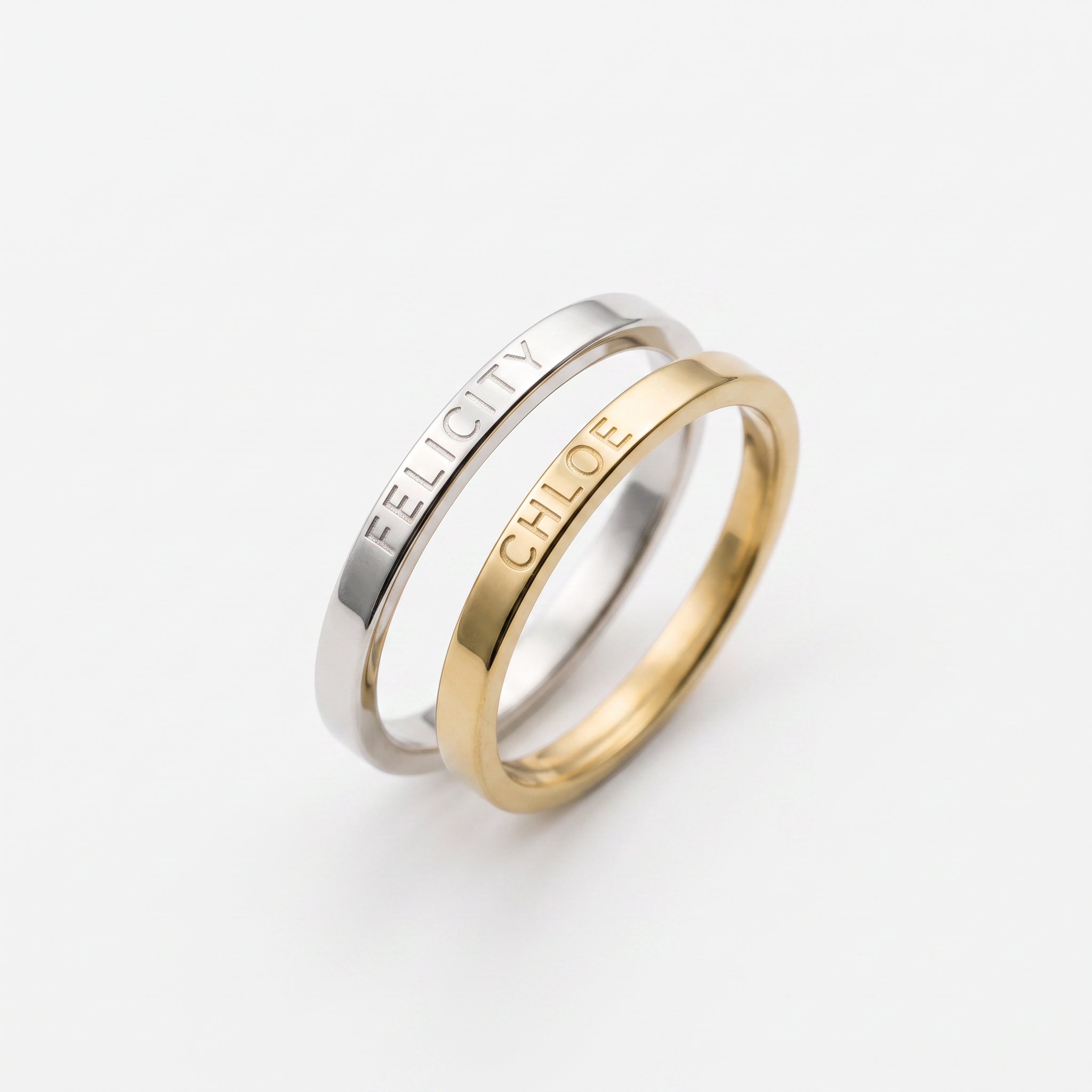 Anello con Incisione oro e argento in acciaio inox