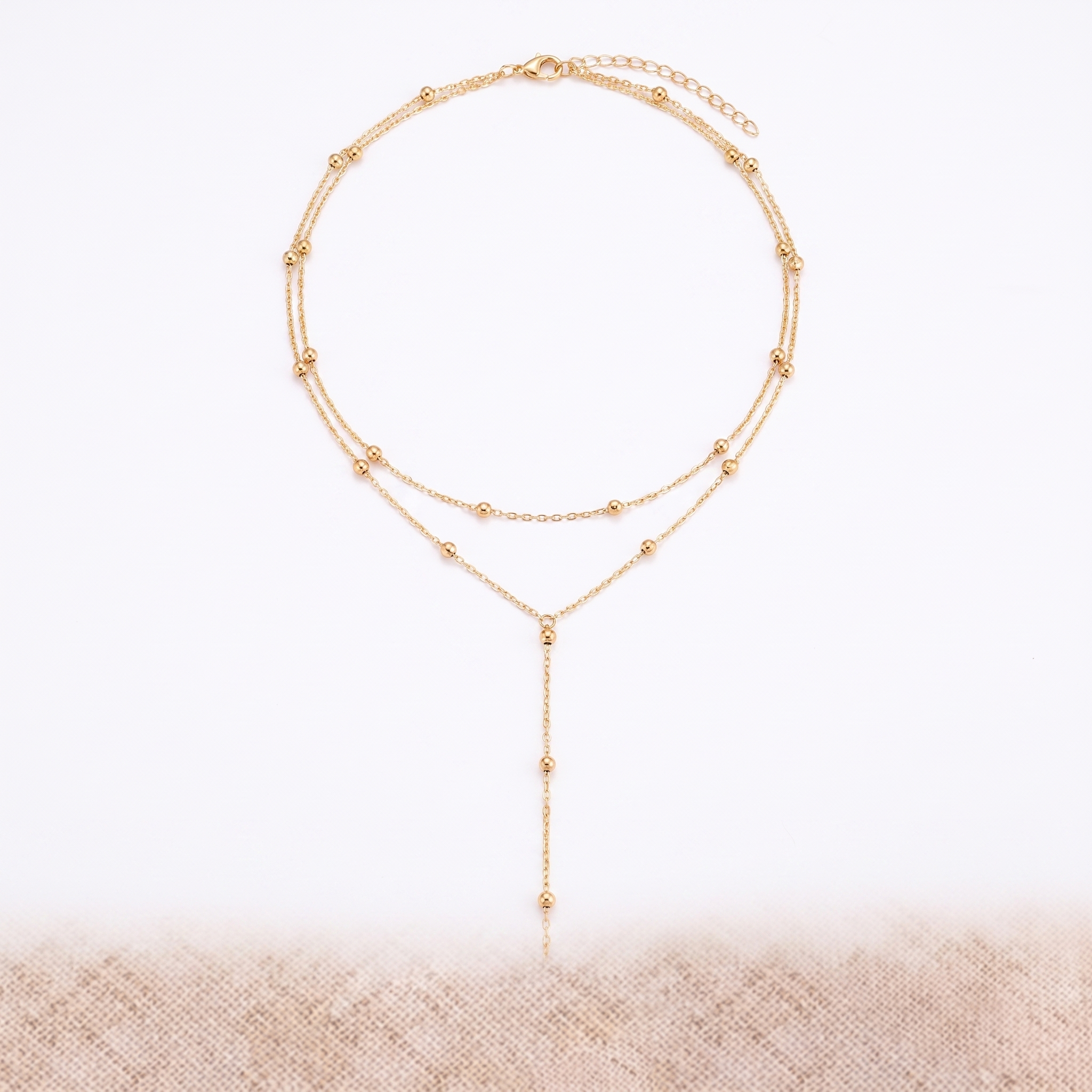 Collana a Y in acciaio placcato oro