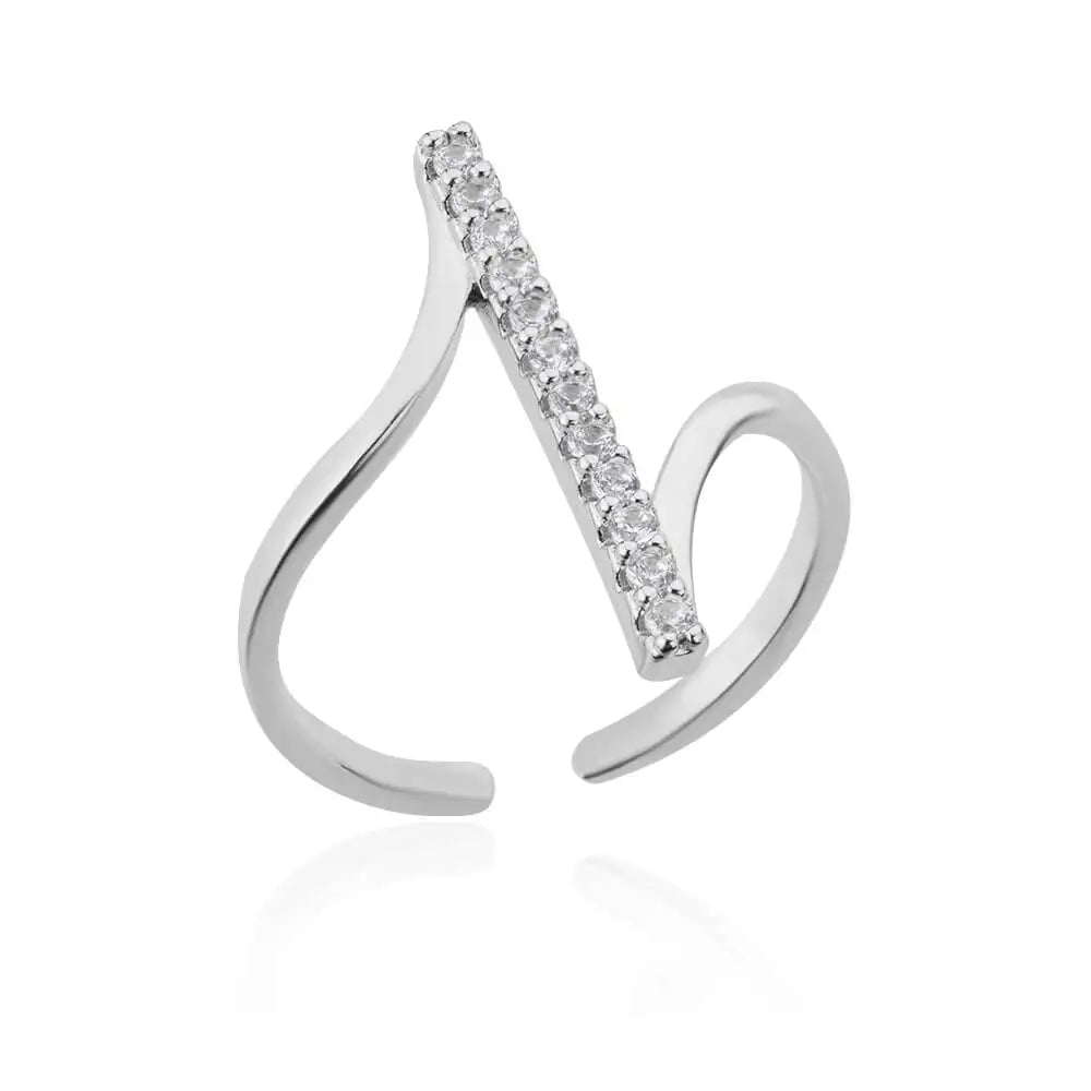 Anello aperto con zirconi argento