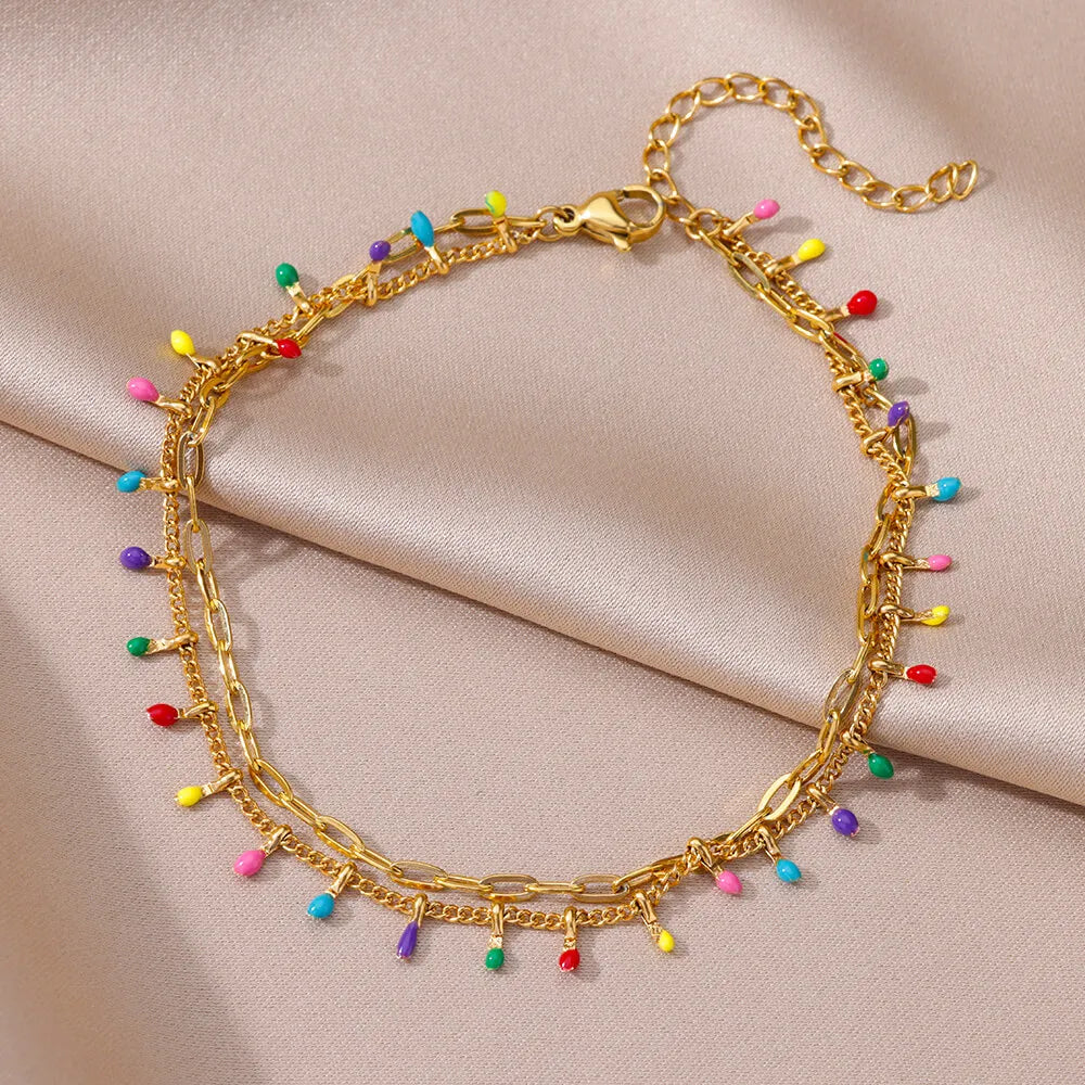 Cavigliera modello Perline Multicolore