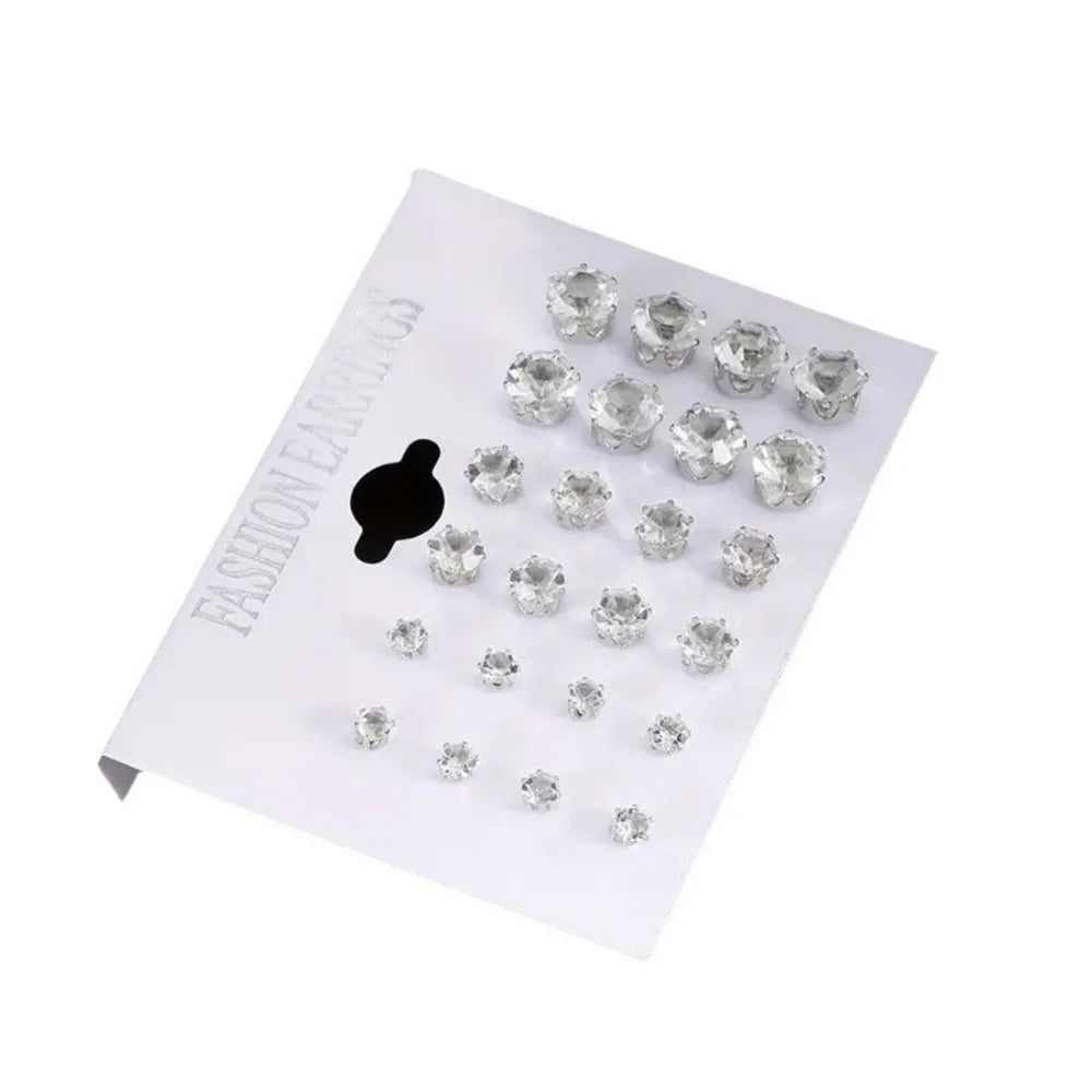 Orecchini con pietra brillante set da 12 paia