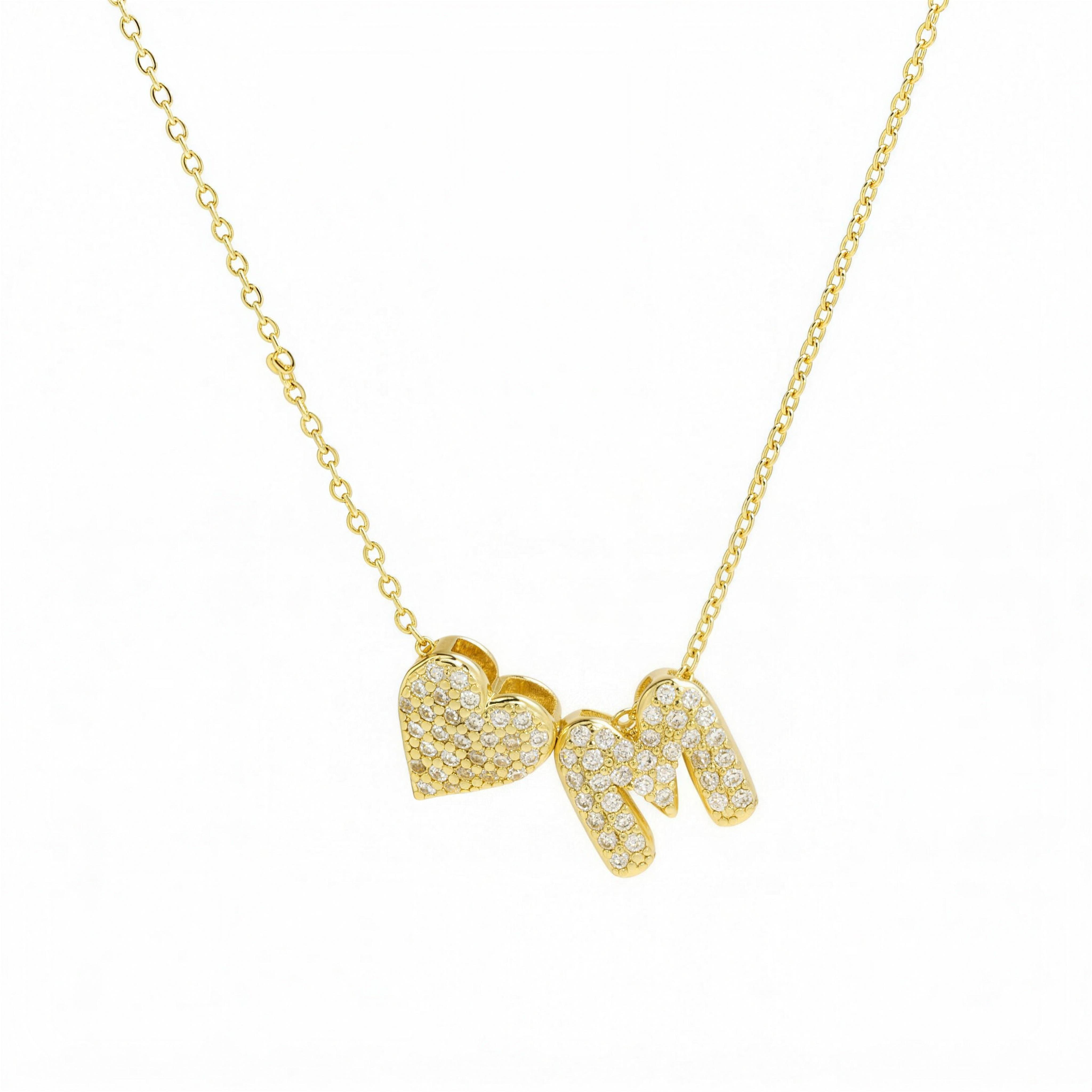 Collana Iniziale in acciaio inox dorato con cuore e lettera