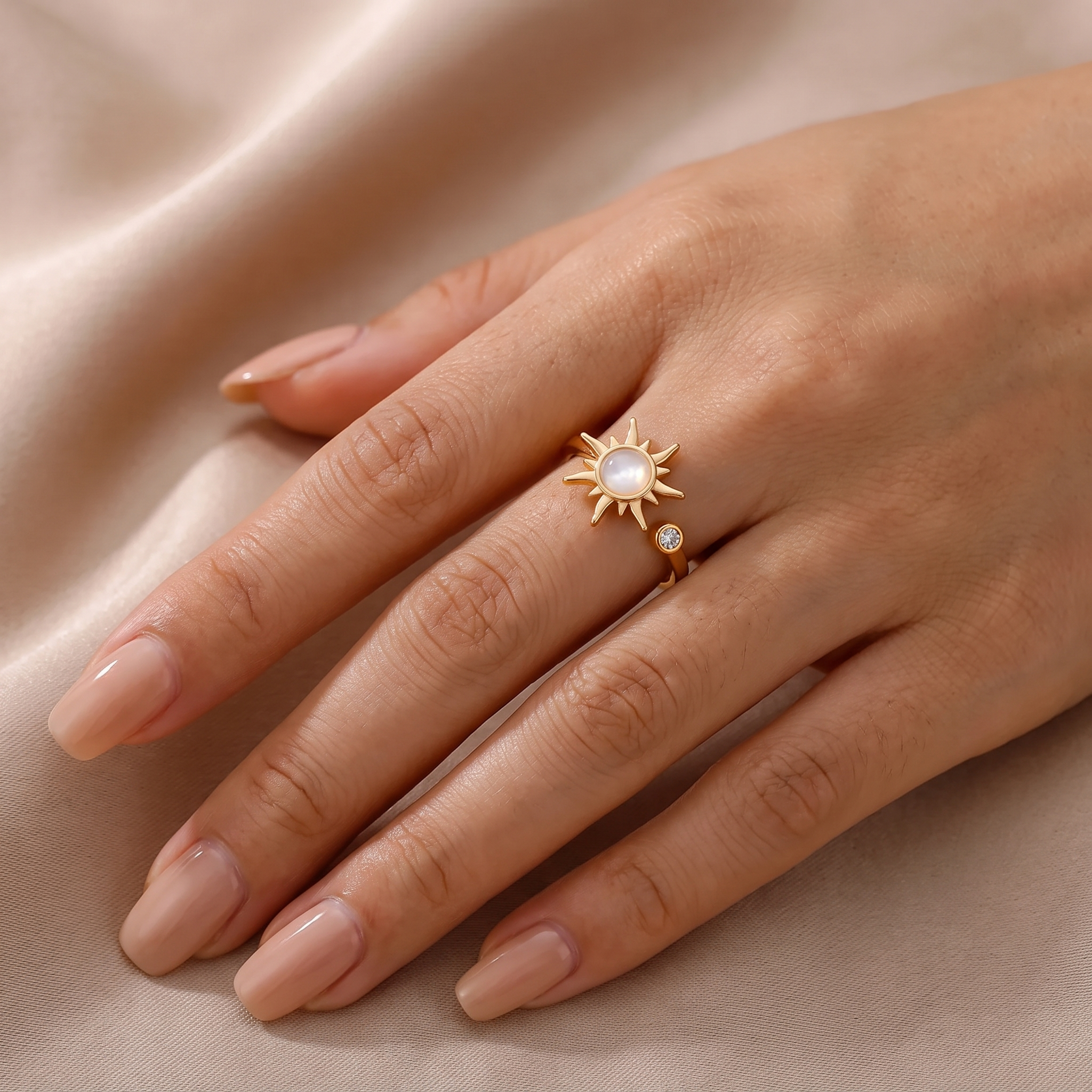 Anello a fiore indossato