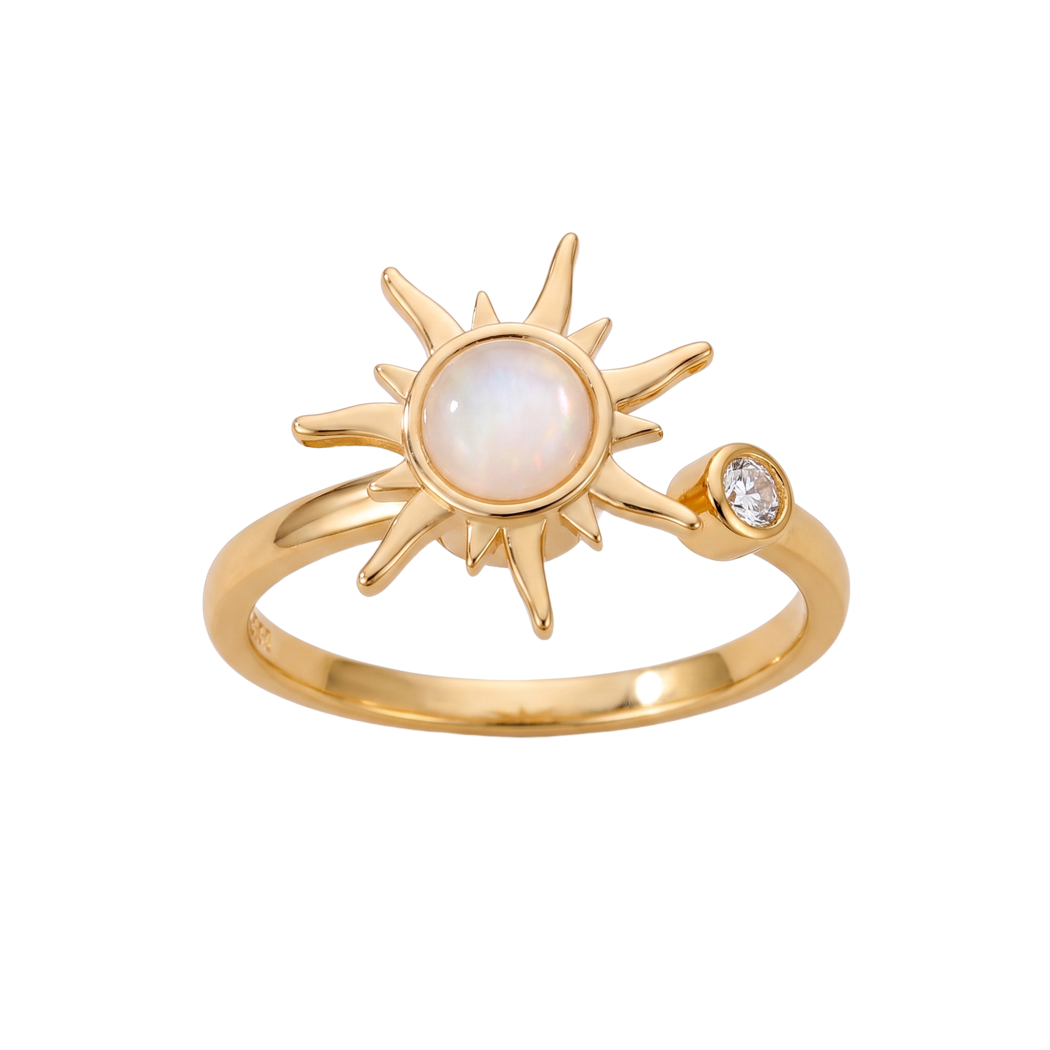 Anello a fiore di sole in acciaio dorato
